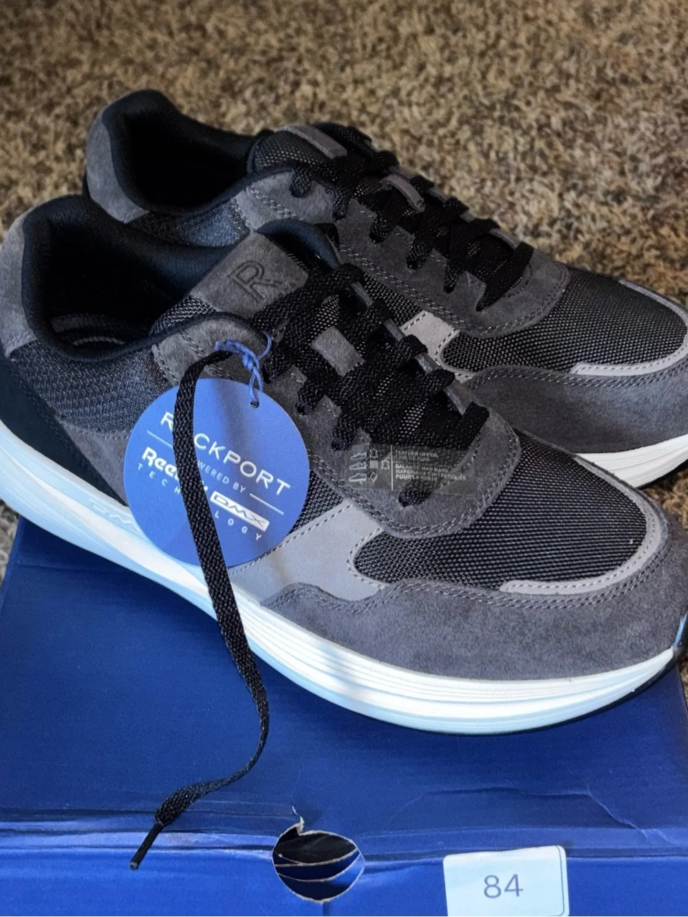 Rockport DMX Corvin RMDMXCORVIN Mens Gray Suede Lifestyle Sneakers Shoes Size 9W